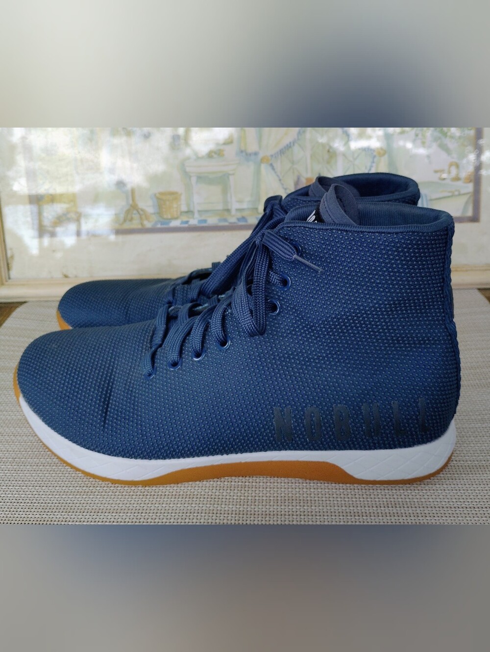 Unisex NoBull "OutWork High" Dark Denim/White/Gum Training Shoes. M 10.5/W 12